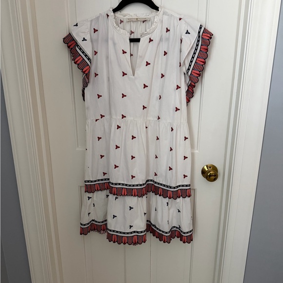 Marie Oliver Dresses & Skirts - Marie Oliver White Dress with Red and Blue Accents